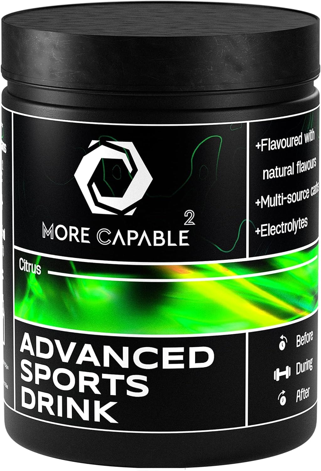 Produktbild von Bewertung More Capable² Advanced Sports Drink Elektrolyte Sport Kohlenhydratkomplex 4 Elektrolyte Aminosäuren Elektrolyt Pulver Citrus
