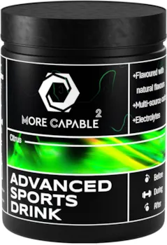 Produktbild von Bewertung More Capable² Advanced Sports Drink Elektrolyte Sport Kohlenhydratkomplex 4 Elektrolyte Aminosäuren Elektrolyt Pulver Citrus