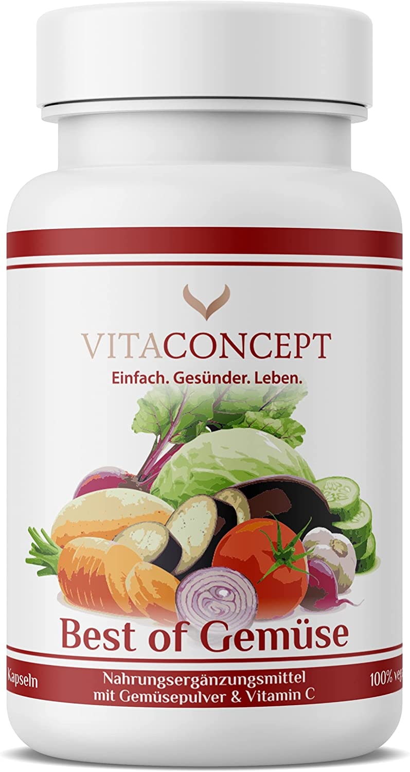 Produktbild von VITACONCEPT BEST OF GEMÜSE Multivitamin 100 Kapseln hochdosierte Vitamine, Enzyme & Pflanzenstoffe I made in Germany I VITACONCEPT