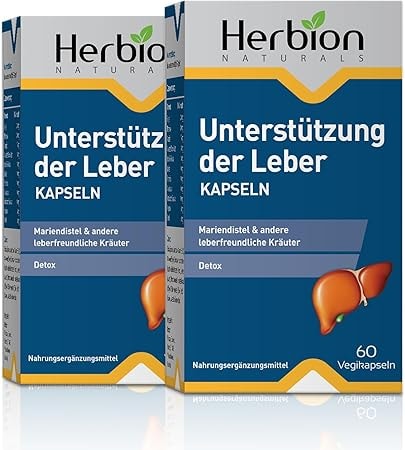 Produktbild von Bewertung Herbion Naturals Liver Support Kräutermischung mit Mariendistel unterstützt eine gesunde Leberfunktion fördert die Entgiftung unterstützt den Appetit 60 Vegicaps Packung