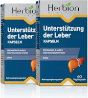 Produktbild von Bewertung Herbion Naturals Liver Support Kräutermischung mit Mariendistel unterstützt eine gesunde Leberfunktion fördert die Entgiftung unterstützt den Appetit 60 Vegicaps Packung