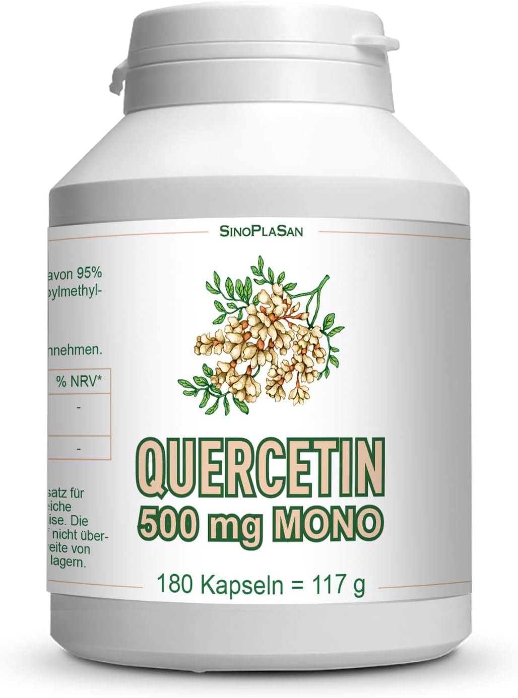 Produktbild von Bewertung Sinoplasan Quercetin 500 mg MONO Kapseln ohne Zusätze aus japanischem Schnurbaumextrakt SinoPlaSan 180 Stück
