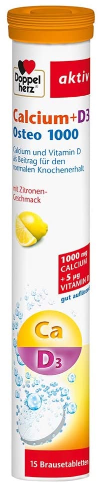 Produktbild von Doppelherz Calcium + D3 Osteo 1000 – Mit Calcium und Vitamin D als Beitrag für den normalen Knochenerhalt – 15 Brausetabletten