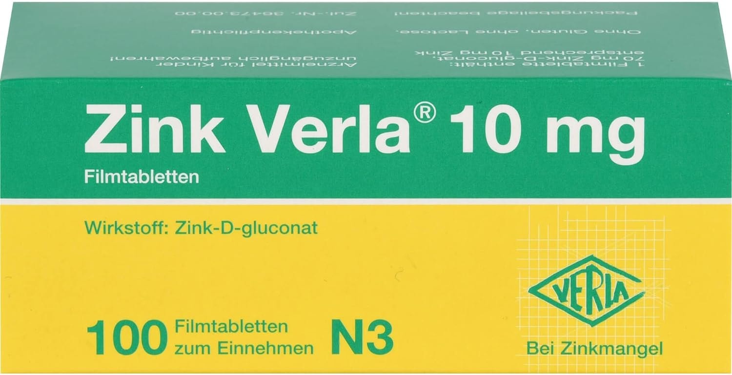 Produktbild von Bewertung ZINK VERLA 10 mg Filmtabletten bei Zinkmangel 100 Stück N3