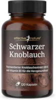 Produktbild von Bewertung effective nature Schwarzer Knoblauch mit Vitamin B1 und B12 Kapseln 120 Stück hochdosiert mit 400 mg Black Garlic & 1000 mcg S-Allylcystein Fermentierter Knoblauchextrakt Vegan und geruchlos