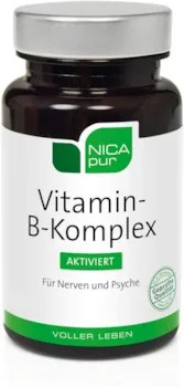 Produktbild von NICApur Vitamin-B-Komplex aktiviert I alle 8 B-Vitamine hochdosiert I mit den Vitaminen B1, B2, Niacin, Biotin, Pantothensäure, B6, B12 und Folsäure I Reinsubstanz ohne Zusatzstoffe I 60 Kapseln