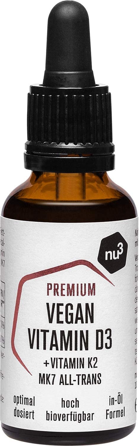 Produktbild von nu3 Hochwertige Vitamin D3 K2 Tropfen Premium Qualität D3 Vitamin als Vorrat mit MCT aus Kokosöl für eine schnellere Aufnahme hochdosiertes Vitamin D3 Tropfen, Vitamin D hochdosiert 500 IE