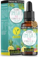Produktbild von Bewertung NatureCraft Omega-3 Algenöl PLUS 40% DHA und 20% EPA mit Vitamin D3 Vitamin K2 Vitamin E Himbeere Zitrone und Rosmarinextrakt Vegan 20ml