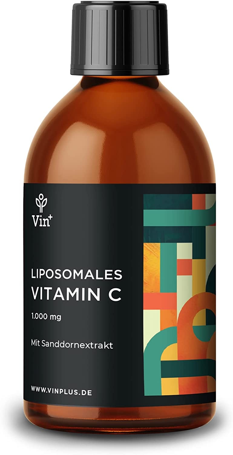 Vinplus Liposomales Vitamin C mit Sanddorn | Testsieger | 250ml | 1000 mg Vit C | Hochdosiert, Flüssig & Bioverfügbar fürs Immunsystem | Vegan ohne Alkohol mit Saft genießen