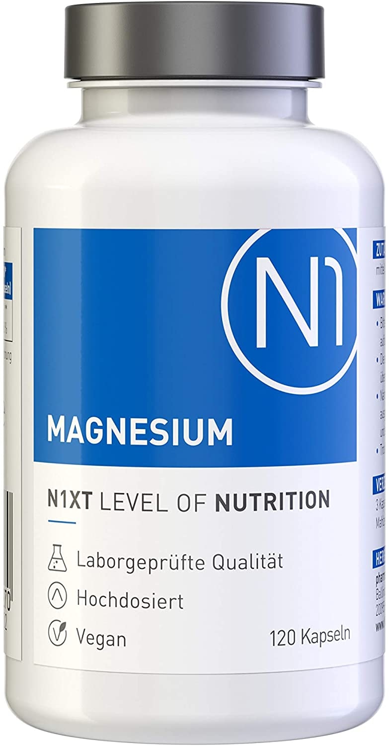 Produktbild von N1 Magnesium 1500mg Tri-Magnesiumdicitrat - 120 Kapseln - hochdosiert und optimale Bioverfügbarkeit - Apothekenprodukt für Sportler und Mangelzustände - Vegan & ohne unnötige Zusätze