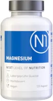 Produktbild von N1 Magnesium 1500mg Tri-Magnesiumdicitrat - 120 Kapseln - hochdosiert und optimale Bioverfügbarkeit - Apothekenprodukt für Sportler und Mangelzustände - Vegan & ohne unnötige Zusätze