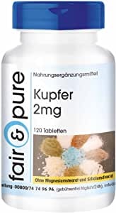 Produktbild von Fair & Pure Kupfer 2mg - Kupferbisglycinat - vegan - 120 Kupfer-Tabletten
