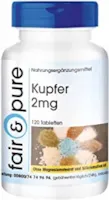 Produktbild von Fair & Pure Kupfer 2mg - Kupferbisglycinat - vegan - 120 Kupfer-Tabletten