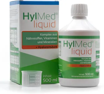 HylMed HA liquid hochdosierte Hyaluronsäure zum Trinken mit Aloe Vera, Q10, Zink, Vitaminen A, C, B2, B3, Biotin als 50-Tage-Kur liquid 500 ml