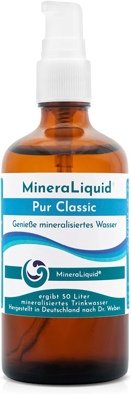 Produktbild von MineraLiquid - Flüssige Mineralien Mineralgeschmack für Wassersprudler - MineraLiquid pur classic Mineralkonzentrat - Wasser mineralisieren und den Geschmack reiner Mineralstoffe genießen - pure Elektrolyte