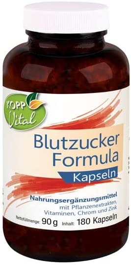 Produktbild von Kopp Vital Blutzucker Formula | 180 Kapseln | 90 g | Chrom | Zink | Vitamine | Mineralstoffe | B-Komplex