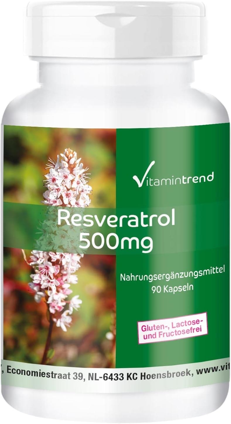 Produktbild von Bewertung Vitamintrend Resveratrol 500mg 90 Kapseln aus Knöterich-Extrakt hochdosiert vegan