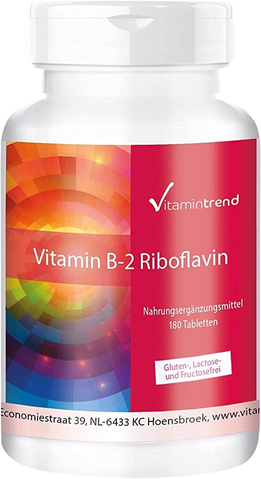 Produktbild von Vitamintrend Vitamin B2 Riboflavin 100mg 180 Tabletten Für 6 MONATE vegan