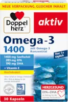 Produktbild von Bewertung Doppelherz Omega-3 1400 Hochdosiertes Omega-3 Konzentrat plus Vitamin E - Hoher Gehalt an Omega-3-Fettsäuren EPA & DHA - 30 Kapseln