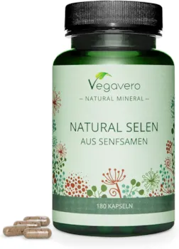 Vegavero SELEN Kapseln Vegavero 100% NATÜRLICH aus Senfsaat Optimal dosiert: 100 µg pro Kapsel Vegan | Hefefrei | 180 Kapseln