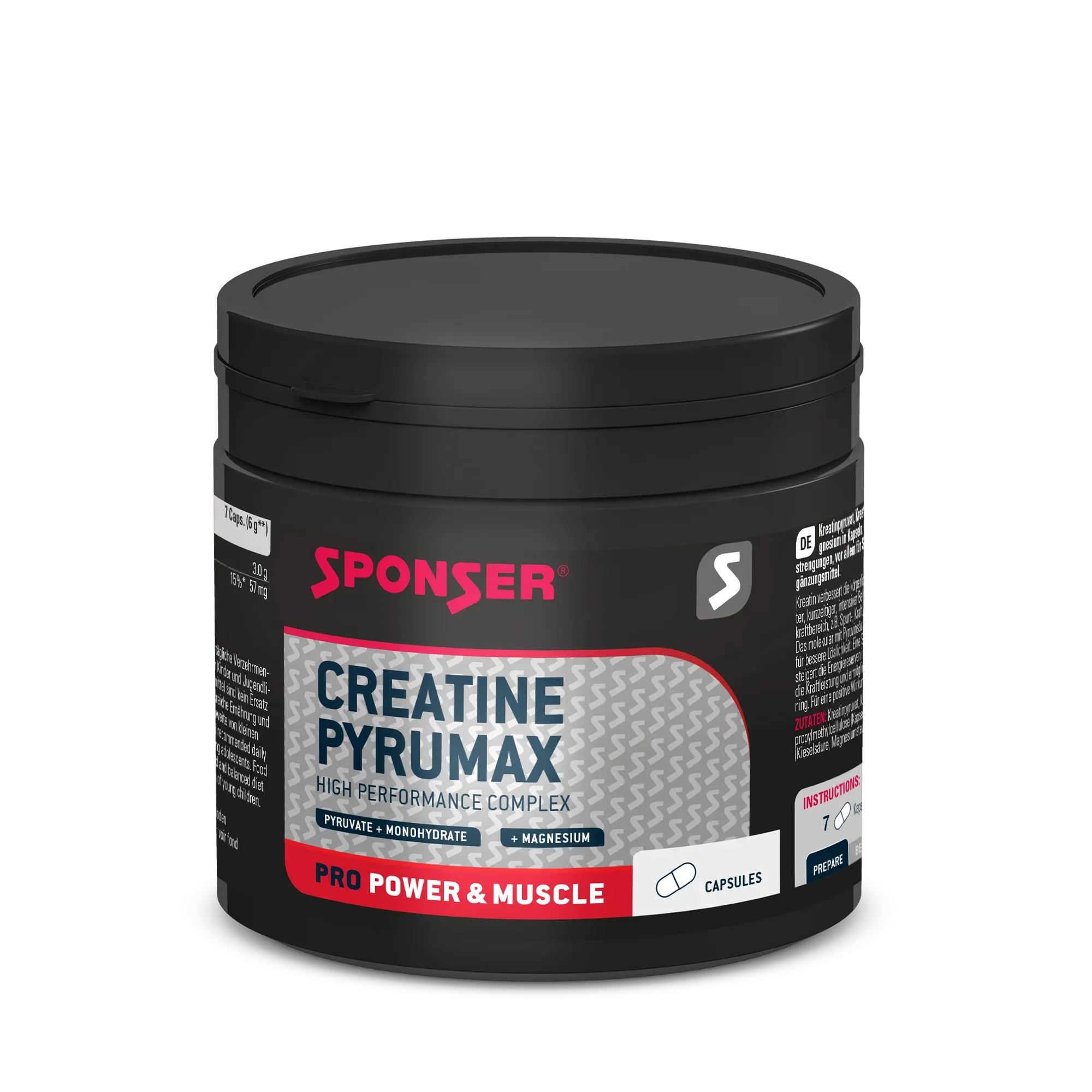Produktbild von Bewertung Sponser CREATINE PYRUMAX Kreatin Monohydrat, Kreatin Pyruvat mit Magnesium für Explosivität und Kraft