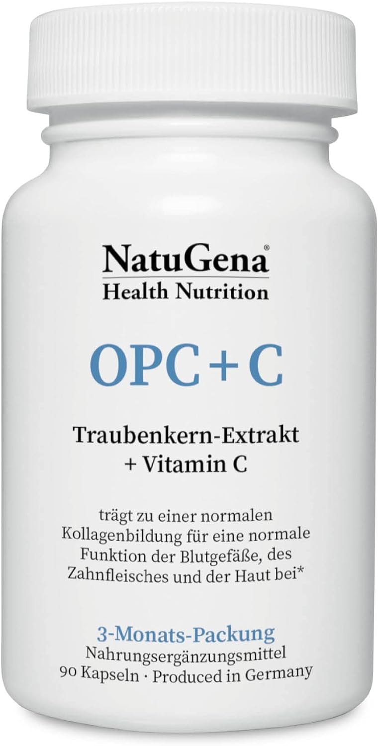 Produktbild von Bewertung NatuGena OPC+C Traubenkern-Extrakt Vitamin C 90 Kapseln 3 Monats Packung