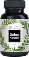 Produktbild von natural elements Selen Komplex 365 Tabletten mit je 200µg Premium Komplex aus Natriumselenit und Selenmethionin Hochdosiert ohne Magnesiumstearat vegan