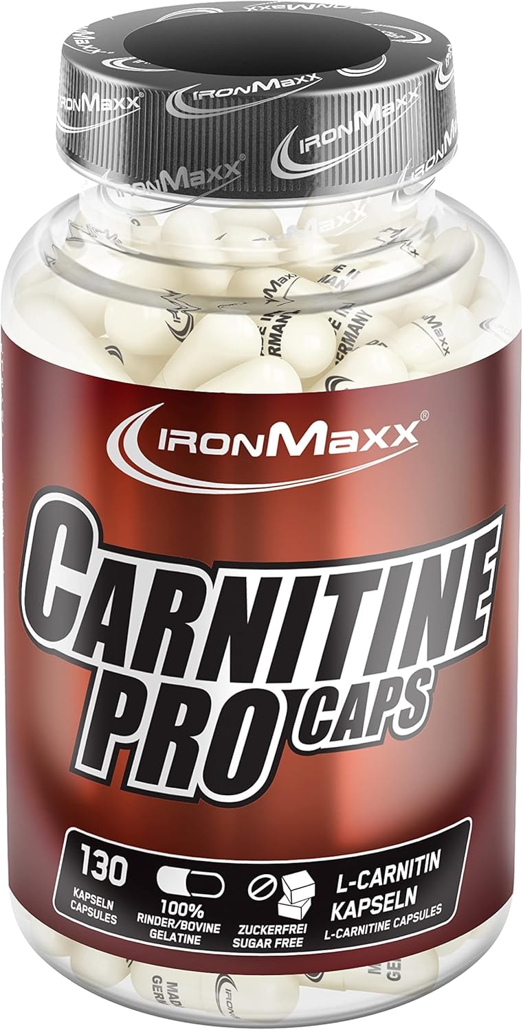 Produktbild von Bewertung IronMaxx Carnitine Pro Caps 130 Kapseln 750mg L-Carnitin-Tartrat pro Kapsel besonders effektiv vor Trainingseinheiten ideal während Diatphasen