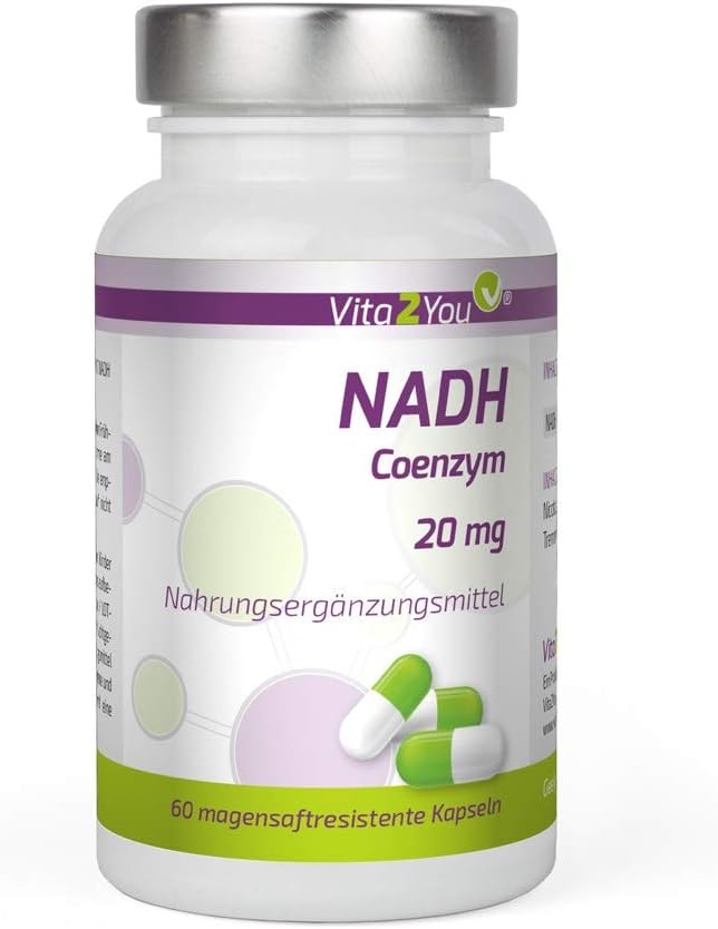 Produktbild von Bewertung Vita2You NADH 20mg 60 magensaftresistente Kapseln Coenzym 1 Premium Qualität