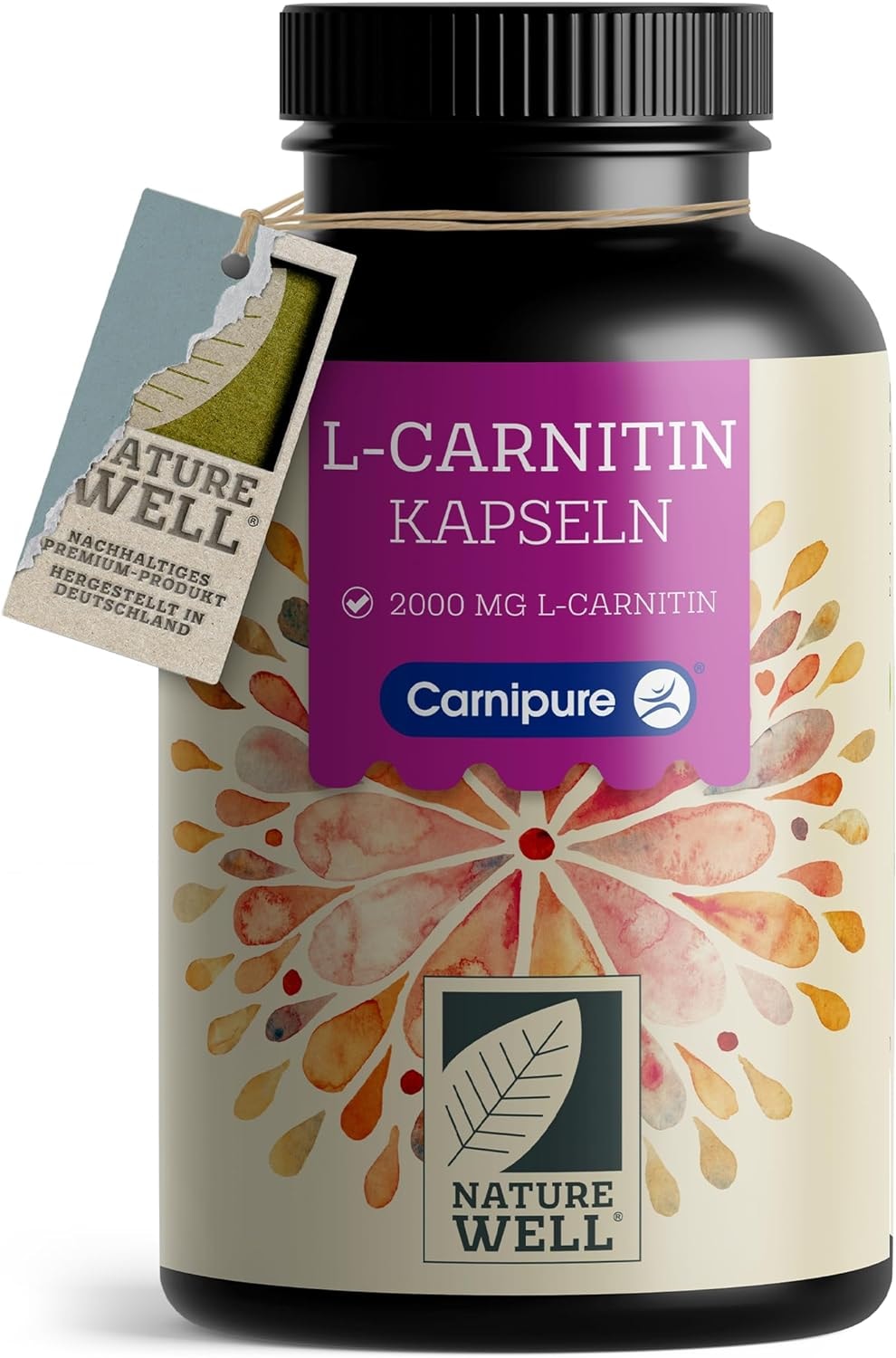 Produktbild von Bewertung NATUREWELL L-Carnitin Kapseln 150x L-Carnitin hochdosiert mit 2000 mg L-Carnitin aus 100% Carnipure Carnitin reines L-Carnitin in Premium-Qualität ohne unerwünschte Zusätze laborgeprüft und 100% vegan