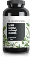 Produktbild von Bewertung natural elements MSM Kapseln 365 vegane Kapseln Laborgeprüfte 1600mg Methylsulfonylmethan MSM Pulver pro Tagesdosis ohne Magnesiumstearat, hochdosiert und in Deutschland produziert