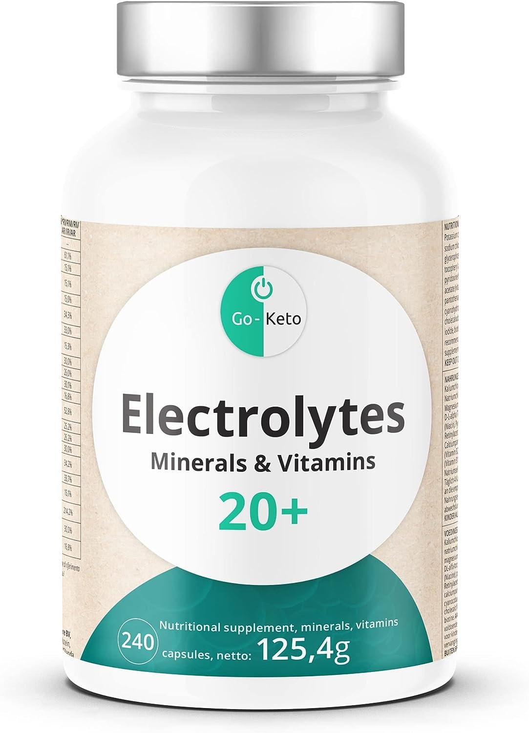Produktbild von Bewertung Go-Keto Elektrolyte Mix 240 vegane Kapseln 24 optimal abgestimmte Electrolyte & Vitamine zur sicheren Versorgung bei Sport, Fitness oder einer Keto Diät, laktosefrei, glutenfrei