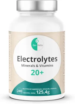 Produktbild von Bewertung Go-Keto Elektrolyte Mix 240 vegane Kapseln 24 optimal abgestimmte Electrolyte & Vitamine zur sicheren Versorgung bei Sport, Fitness oder einer Keto Diät, laktosefrei, glutenfrei