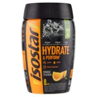 Produktbild von Bewertung Isostar Hydrate & Perform Iso Drink 400 g isotonisches Getränkepulver Elektrolyt Pulver zur Unterstützung der sportlichen Leistungsfähigkeit Orange