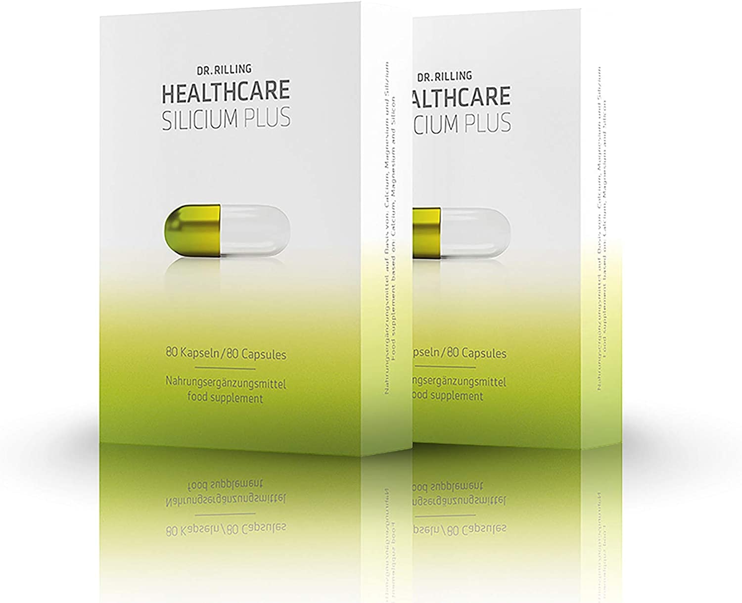 Produktbild von DR. RILLING HEALTHCARE - Silicium Plus – Silizium hochdosiert mit Calcium & Magnesium I Made in Germany I Für die Unterstützung von Stoffwechsel, Muskulatur, Nerven & Knochen I 100% vegan I 80 Silizium Kapseln