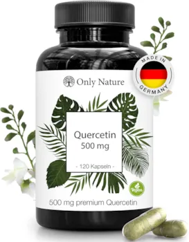 Only Nature Quercetin Kapseln 500mg hochdosiert 120 laborgeprüfte Kapseln - vegan - ohne Zusätze - in Deutschland produziert