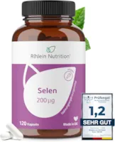 Produktbild von Bewertung R(h)ein Nutrition Selen Hochdosiert 200µg Selenit 120 Kapseln 4 Monate Vorrat Selenium Vegan Ohne Zusätze in Deutschland hergestellt Rhein Nutrition