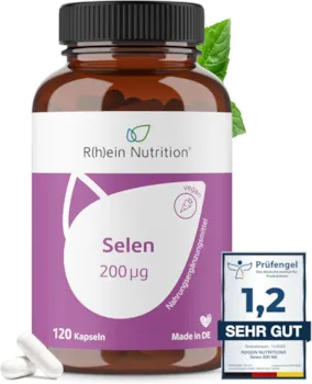Produktbild von Bewertung R(h)ein Nutrition Selen Hochdosiert 200µg Selenit 120 Kapseln 4 Monate Vorrat Selenium Vegan Ohne Zusätze in Deutschland hergestellt Rhein Nutrition