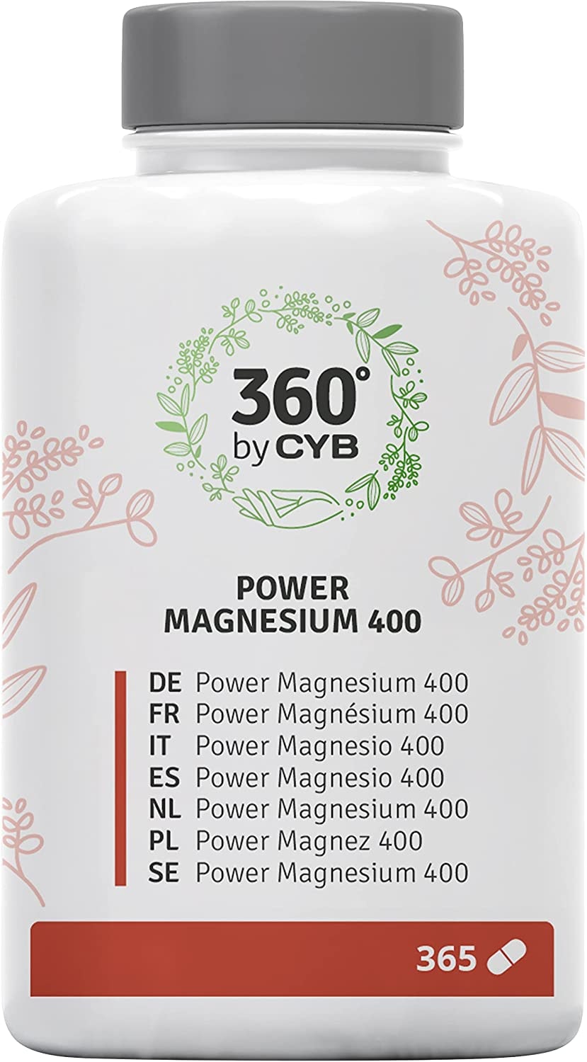 CYB Complete your Body - 360 Power Magnesium – 400 mg reines, hochdosiertes Magnesium – Vegan – 1 x 365 Tabletten