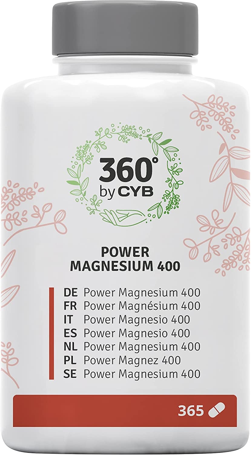 Produktbild von CYB Complete your Body - 360 Power Magnesium – 400 mg reines, hochdosiertes Magnesium – Vegan – 1 x 365 Tabletten