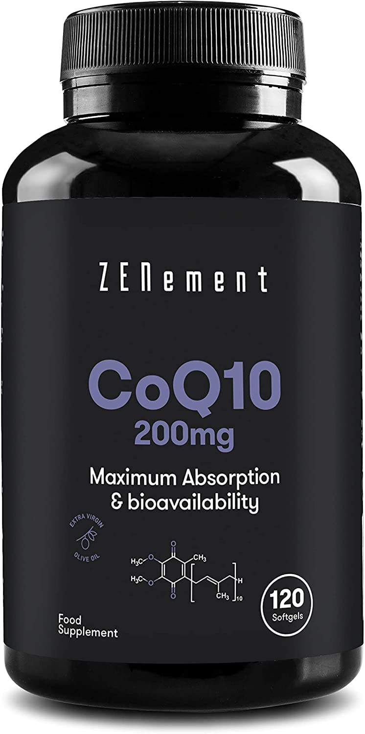 Zenement | Coenzym Q10, 200 mg | 120 Weiche Kapseln, mit Spanischem Natives Olivenöl Extra | CoQ10 100% Natürlich, Ohne GMO, glutenfrei