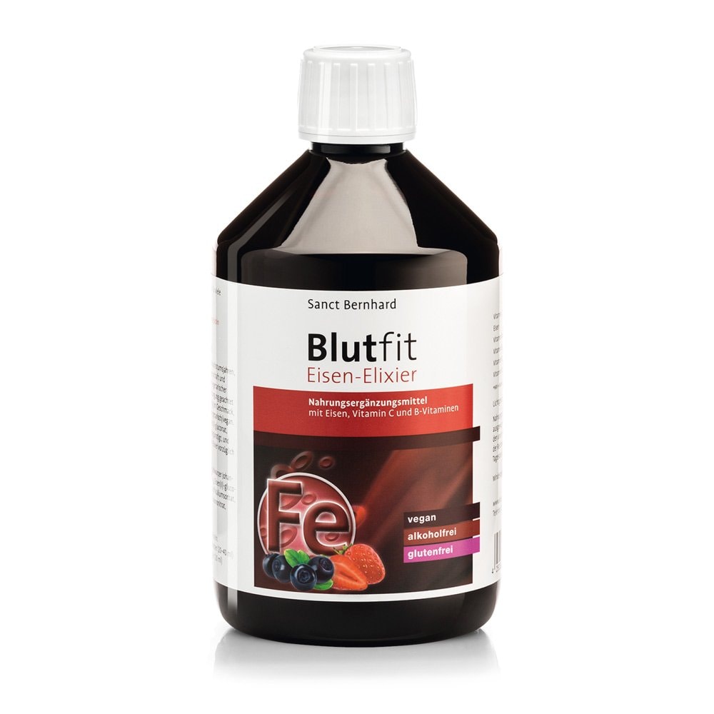 Produktbild von Sanct Bernhard - Blutfit Eisen-Elixier 500ml mit Vitamin C und natürlichen bioaktiven Pflanzenstoffen