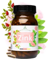 Produktbild von Bewertung MICROFLORANA natürliches Guavenblatt Zink mit Hagebuttenextrakt 180 Kapseln 6 Monate Vorrat 10 mg natürliches Zink aus Guavenblatt je Kapsel laborgeprüft pflanzliches Zink ohne Zusätze im Braunglas