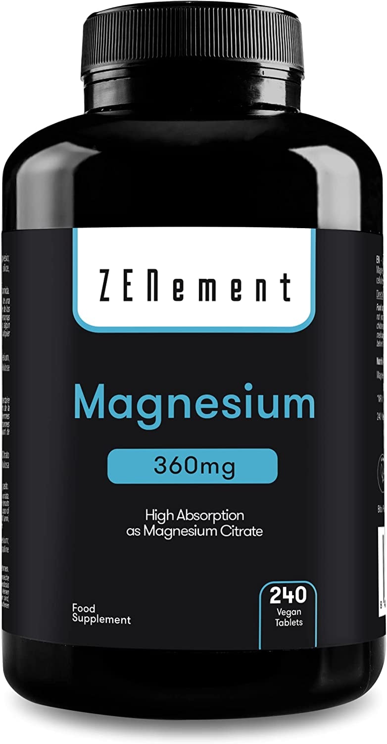 Produktbild von Zenement - Magnesium, 360 mg, 240 Tabletten | Hohe Absorption als Magnesiumcitrat | Unterstützt gesunde Knochen, die Muskelfunktion und das Nervensystem | Vegan | von Zenement