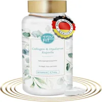 Produktbild von Bewertung 4YOU FIT Kollagen Hyaluronsäure Kapseln hochdosiert 500-700kDa 180 Stück Collagen 1000mg Hyaluron 200mg Bambusextrakt, Vitamin C, Zink, für gesunde Haare, Haut & Nägel, Laborgeprüft, ohne Zusatzstoffe
