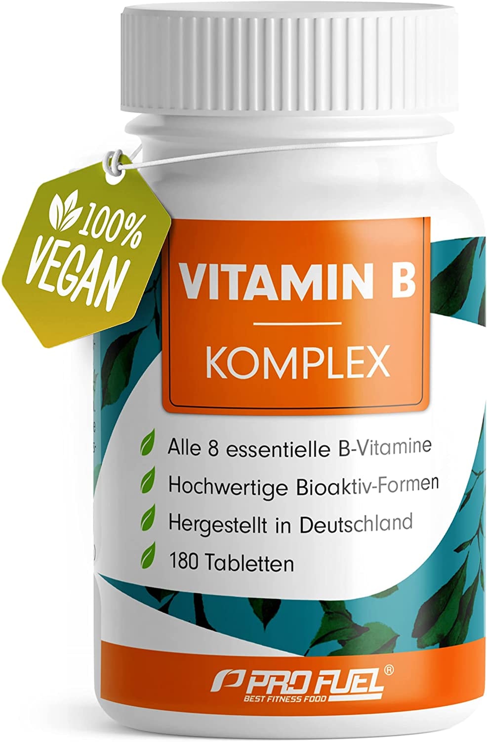 Produktbild von ProFuel Vitamin B Komplex hochdosiert mit B12 - 180 Tabletten - alle 8 B-Vitamine (B1, B2, B3, B5, B6, B7, B9, B12) mit Aktivformen wie Quatrefolic®, Co-Faktoren Cholin & Myo-Inositol, laborgeprüft, vegan