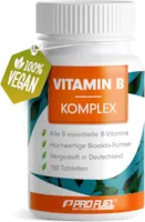 Produktbild von ProFuel Vitamin B Komplex hochdosiert mit B12 - 180 Tabletten - alle 8 B-Vitamine (B1, B2, B3, B5, B6, B7, B9, B12) mit Aktivformen wie Quatrefolic®, Co-Faktoren Cholin & Myo-Inositol, laborgeprüft, vegan