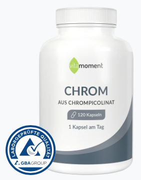 Produktbild von Bewertung vitamoment Chrom Kapseln Chrompicolinat hochdosiert Blutzuckerspiegel Stoffwechsel