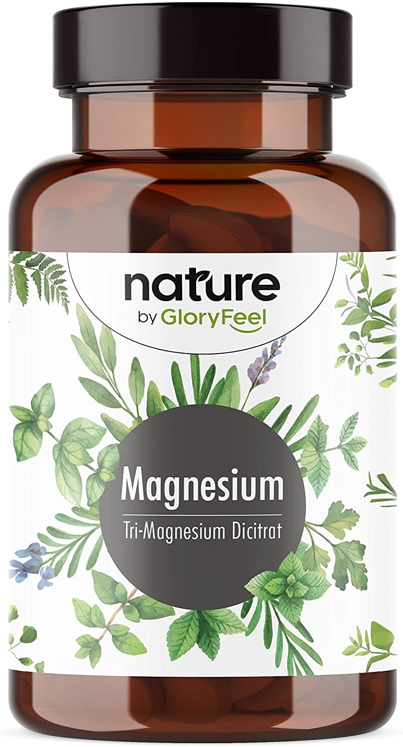 Produktbild von GloryFeel - Premium Magnesiumcitrat - 2580mg (400mg elementar) Magnesium pro Tag - Hoch bioverfügbar plus Vitamin B6 und B12-180 Kapseln - Vegan, Laborgeprüft ohne Zusätze in Deutschland hergestellt