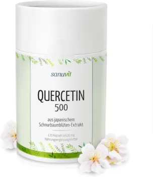 Sanuvit Quercetin 500 mg Kapseln 120 Kapseln Hochdosiert Hohe Bioverfügbarkeit und Verträglichkeit Vegan Hergestellt in Österreich
